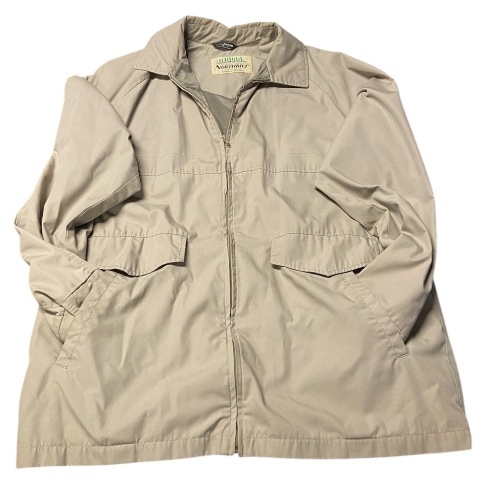Vtg Trench Weatherproof Grandpa Brown Bomber Jacket Full Zip Men's Sz Large Tall